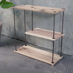 【送料無料】wood iron shelf 450*450*180〈サンドカラー〉 2枚目の画像