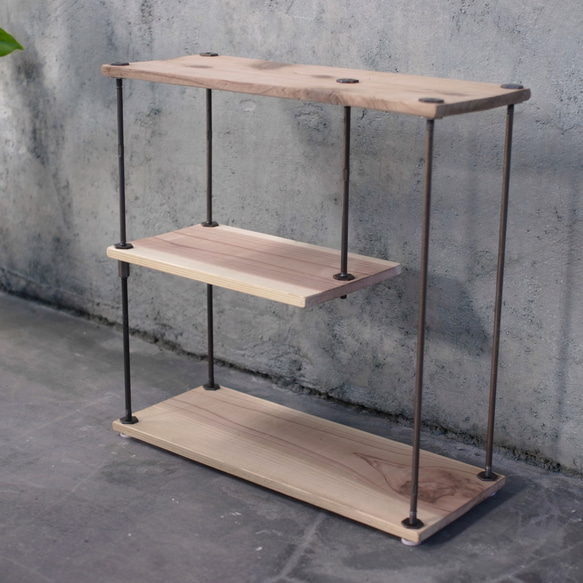 【送料無料】wood iron shelf 450*450*180〈サンドカラー〉 1枚目の画像