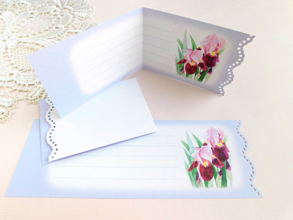 ジャーマンアイリスのミニ封筒＆メッセージカード（外模様） 4枚目の画像