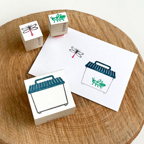 NEW昆虫のラバースタンプセット 小箱入りはんこ ゴム印 はんこ