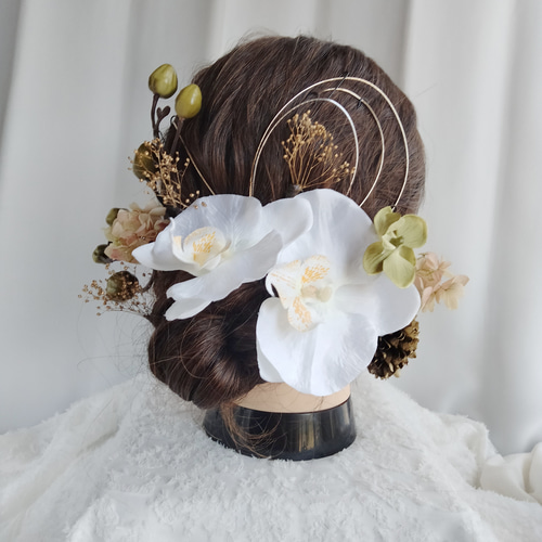 和装 髪飾り コチョウランの和装ヘアアクセ 白無垢 和装花嫁 髪飾り 成人式 結婚式