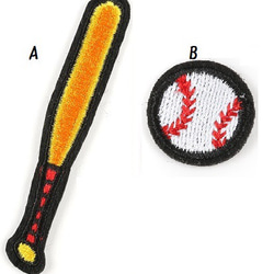 1枚 野球 バット ボール ワッペン アップリケ 刺繍 アイロンワッペン デザイン選択自由 1枚目の画像