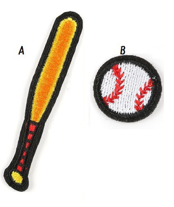 1枚 野球 バット ボール ワッペン アップリケ 刺繍 アイロンワッペン デザイン選択自由 1枚目の画像