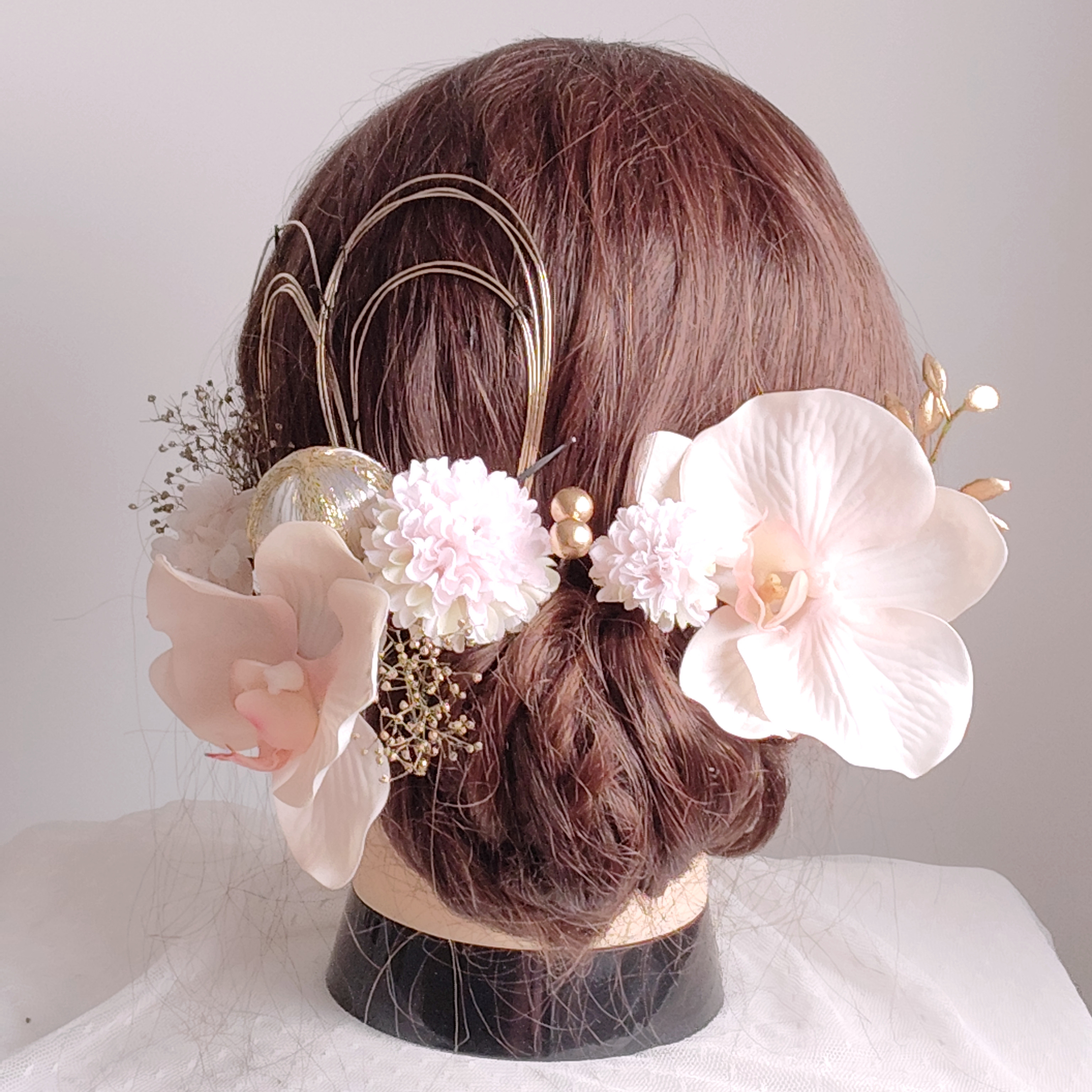 ピンク胡蝶蘭　和装　花嫁　前撮り　白無垢　卒業式　成人式　結婚式　髪飾り　ヘッドドレス　ヘアアクセ　ヘッドパーツ　振袖