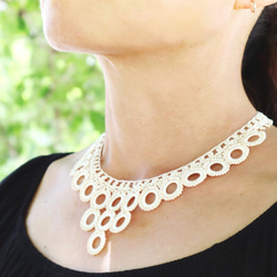 OYA crochet 47cm necklace [Bib Ring] Ivory 第2張的照片