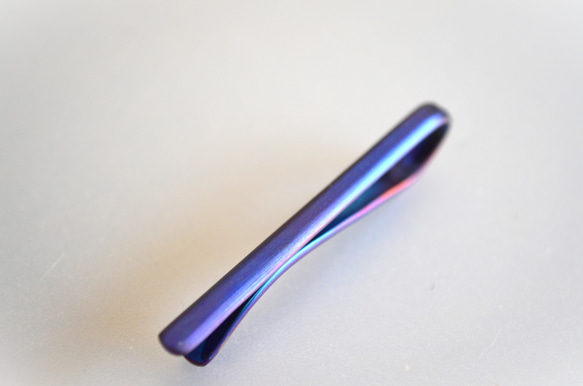 Titanium tie bar・純チタンネクタイピン=マットブルー53mmA= 2枚目の画像