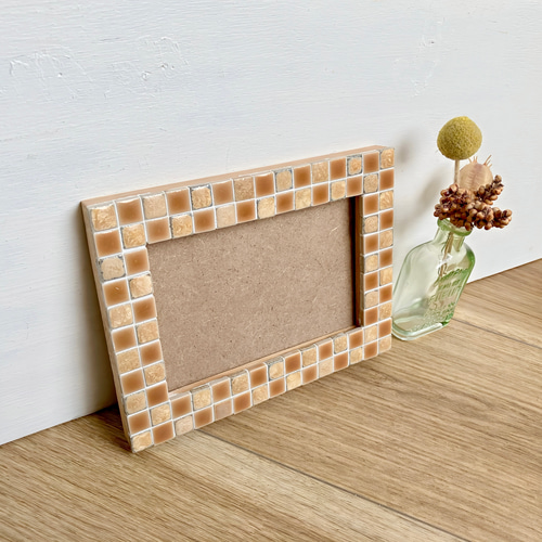 L版または2L版フォトフレーム 窯変ブラウン&キャラメル 木製壁掛け対応