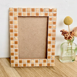 L版または2L版フォトフレーム 窯変ブラウン&キャラメル 木製壁掛け対応