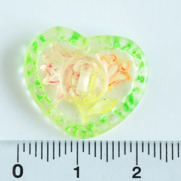 (1個) 20mm ネオンカラー 透明 ハートボタン ドイツ製＊ 花 ネオンピンク 蛍光色 5枚目の画像