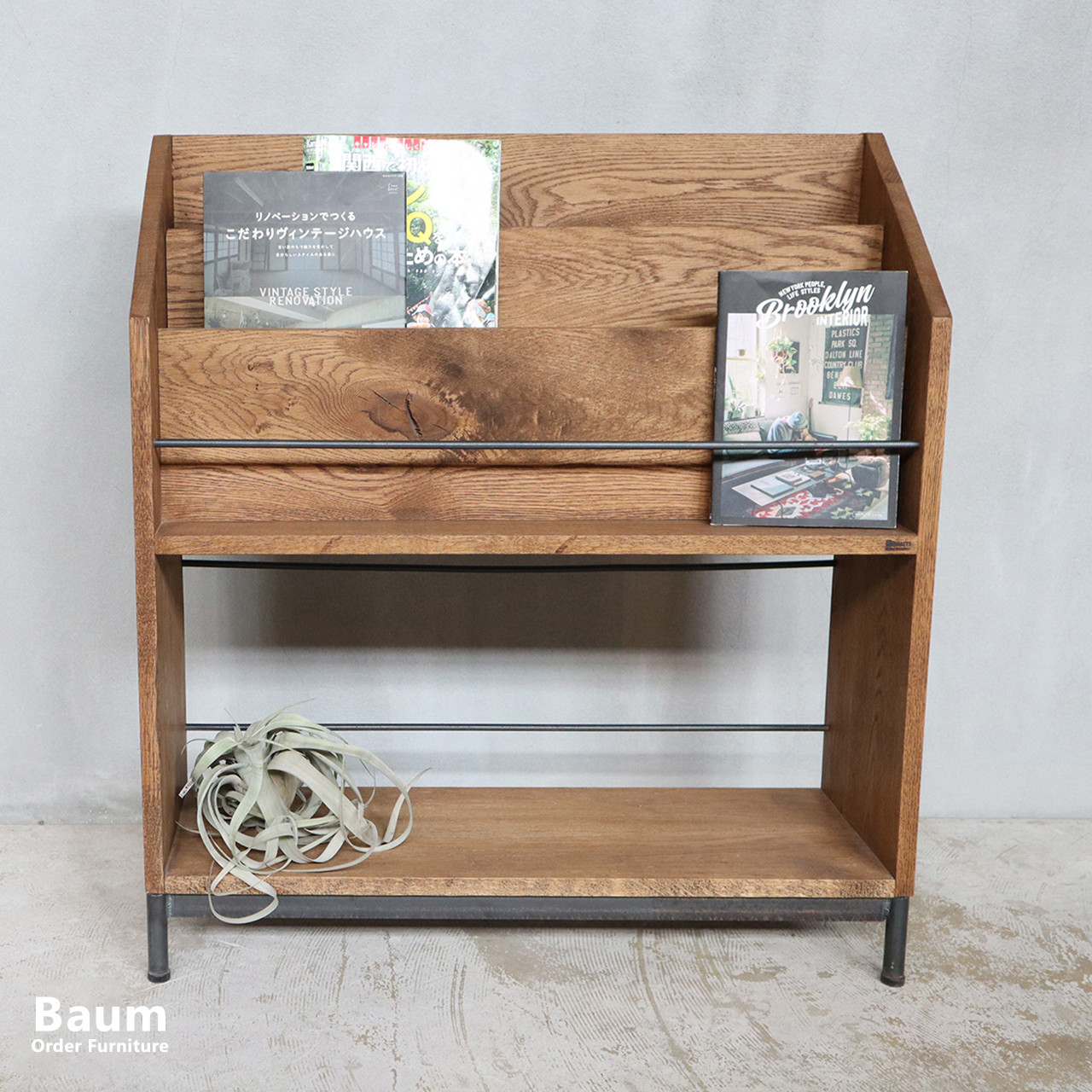 ＼送料無料／[Cool Magazine Shelf]マガジンシェルフ 本棚 レコード 無垢材 アイアン家具-41-