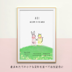 ☆動物の足形アートポスター☆お子様の記念日に☆バースデー/ハーフバースデー/１歳/誕生日/ベビーポスター 5枚目の画像