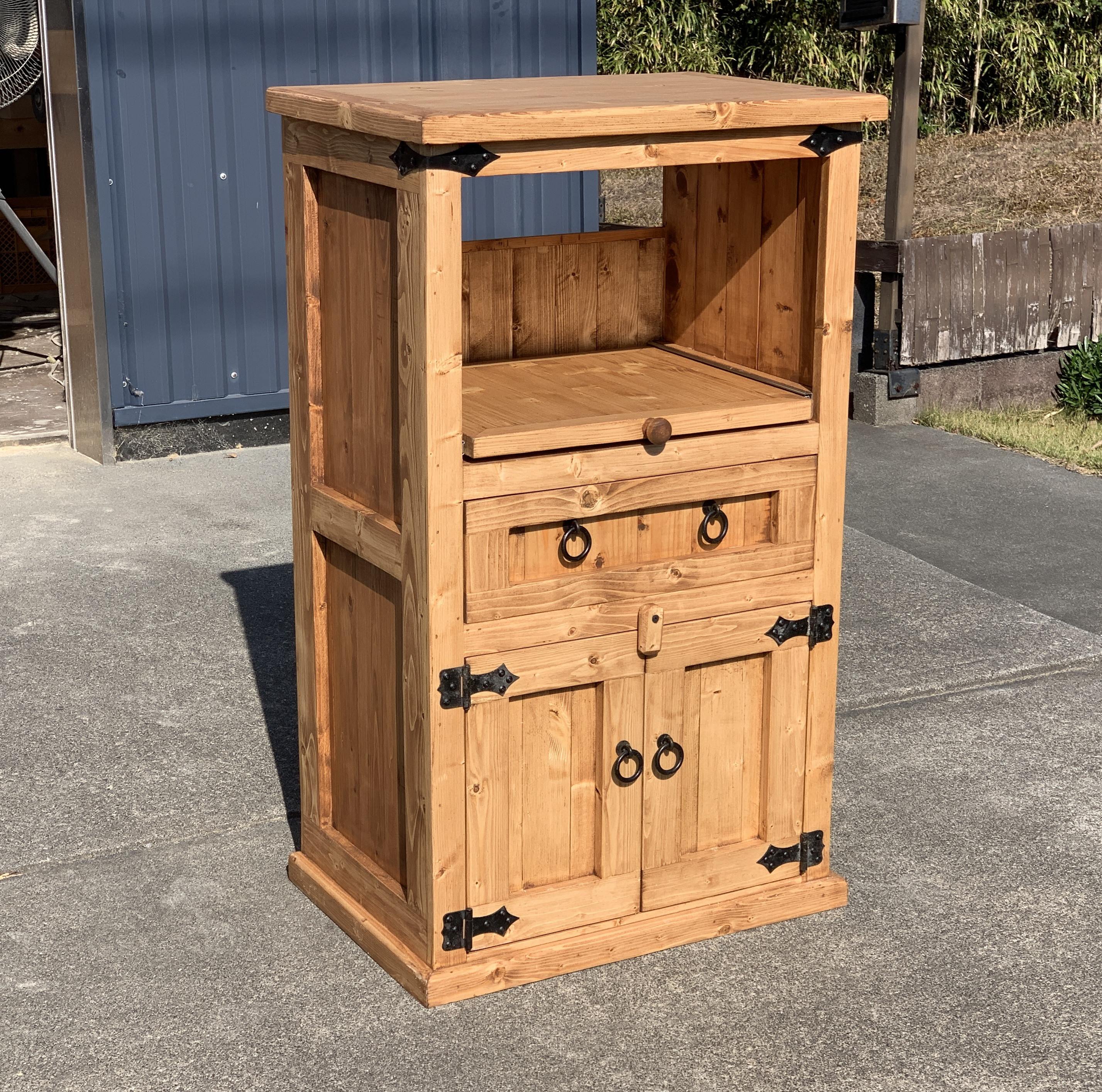 国内製ハンドメイド家具【送料無料(一部地域除く)】レンジ台　木製