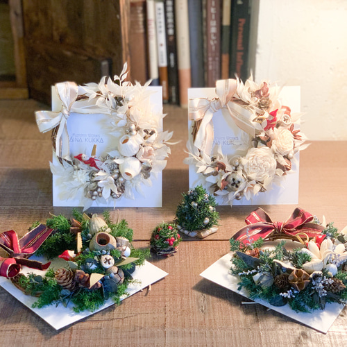 Xmas[ハーフリース] カラー4種/ドライ・プリザーブドフラワー ドライ  