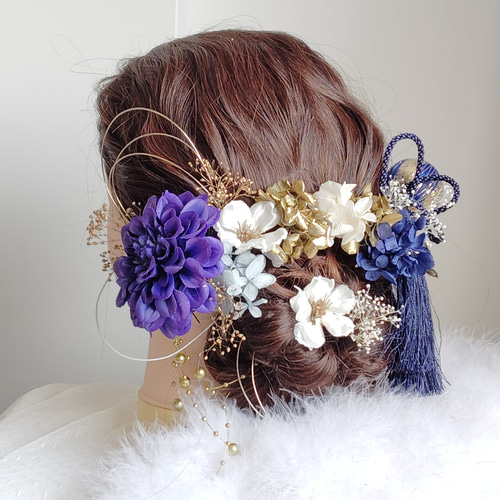 花華＿ 枝垂れパールの和装髪飾り 結婚式髪飾り 卒業式髪飾り 成人式