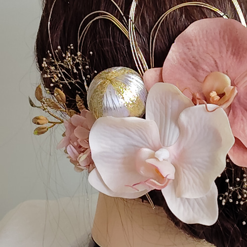 ブラウンピンク胡蝶蘭 和装 花嫁 前撮り 白無垢 卒業式 成人式