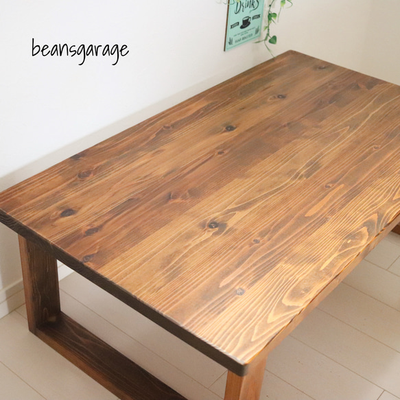 しっかりした厚みの無垢天板 ローテーブル 90×50 国産杉 カフェテーブル コーヒーテーブル リビングテーブル 5枚目の画像