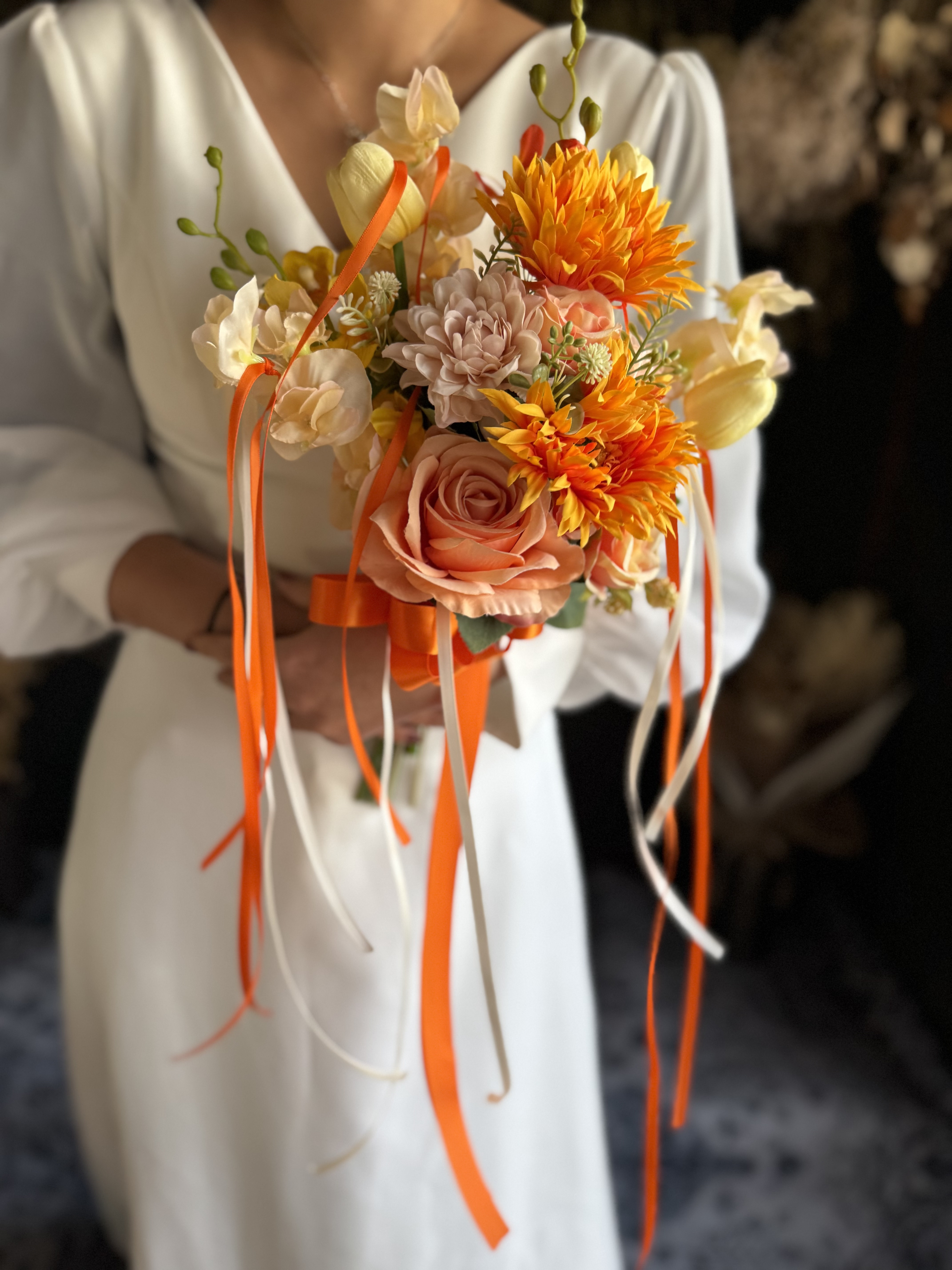 オレンジガーベラクラッチブーケ☆ブートニア オレンジガーベラクラッチブーケ☆ブートニア