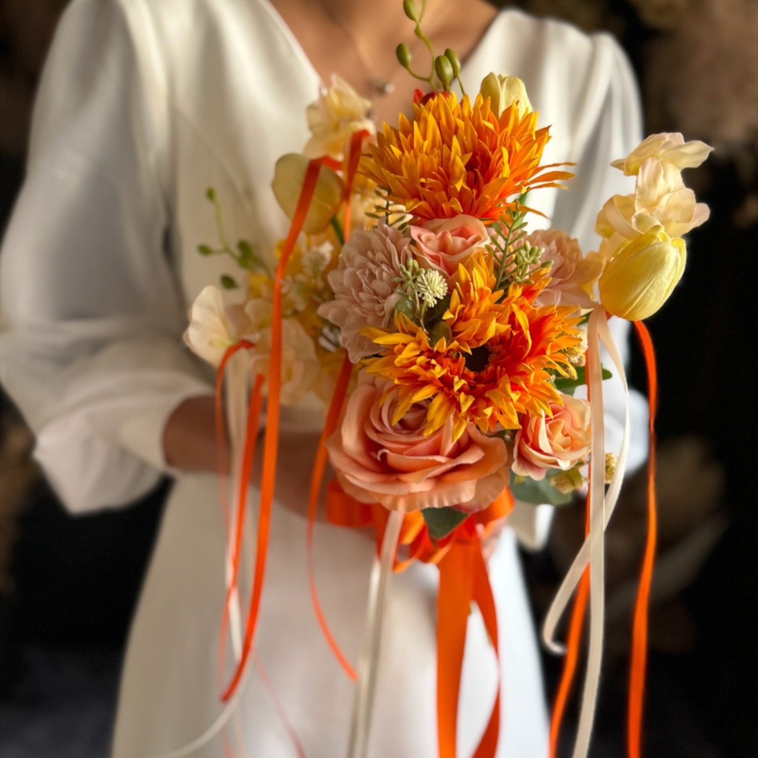 オレンジガーベラクラッチブーケ☆ブートニア オレンジガーベラクラッチブーケ☆ブートニア