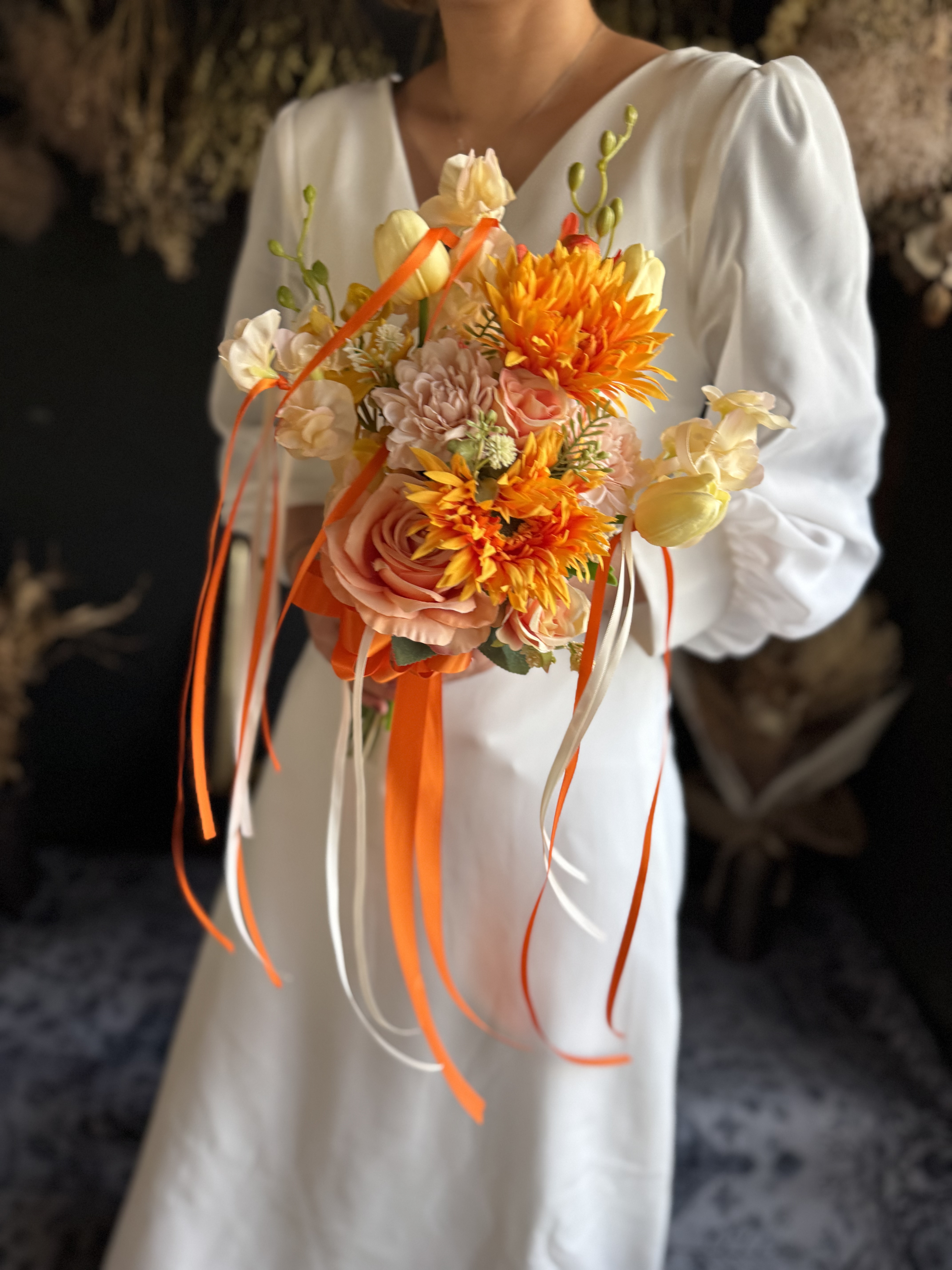 オレンジガーベラクラッチブーケ☆ブートニア オレンジガーベラクラッチブーケ☆ブートニア