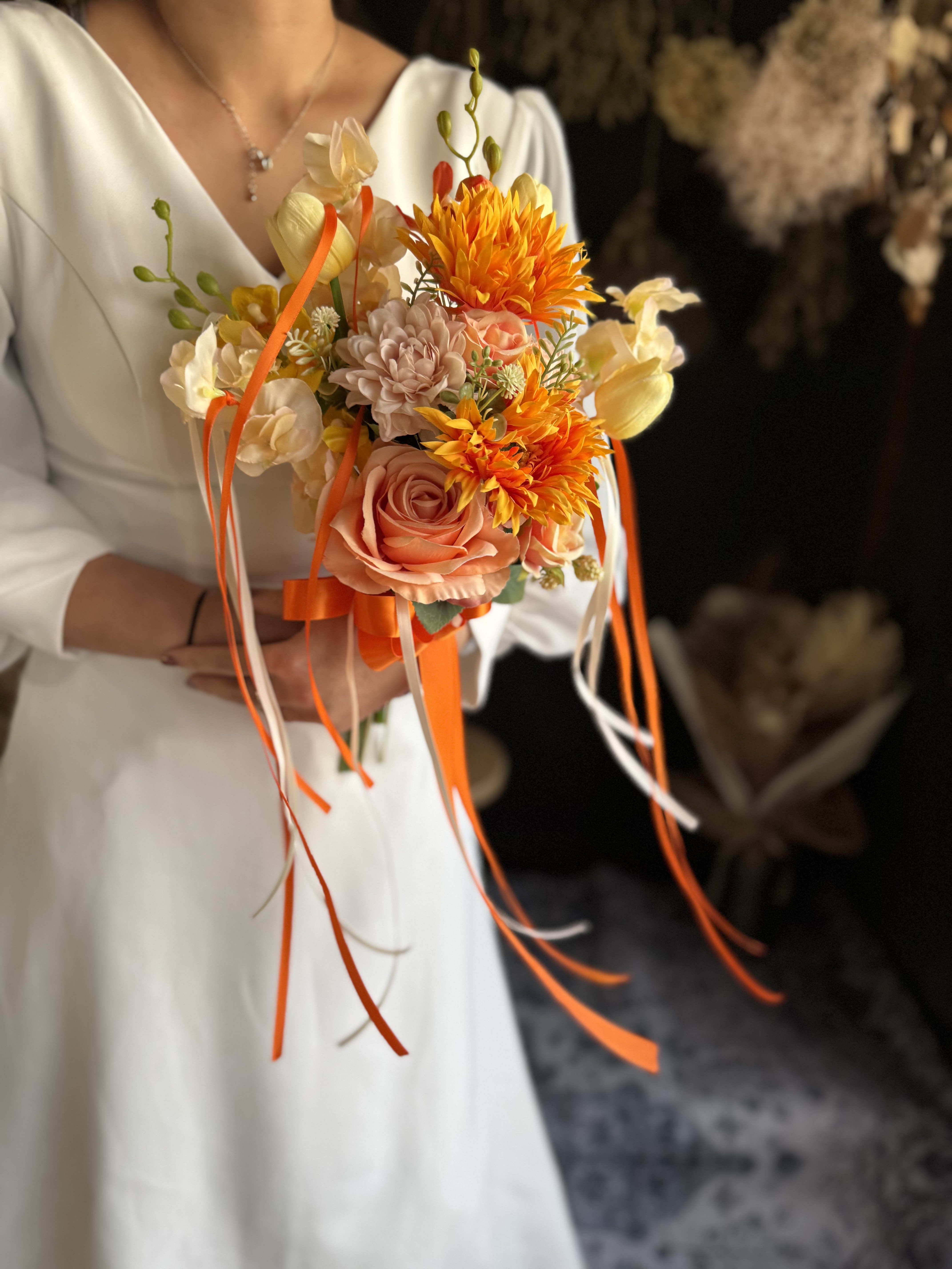 オレンジガーベラクラッチブーケ☆ブートニア オレンジガーベラクラッチブーケ☆ブートニア