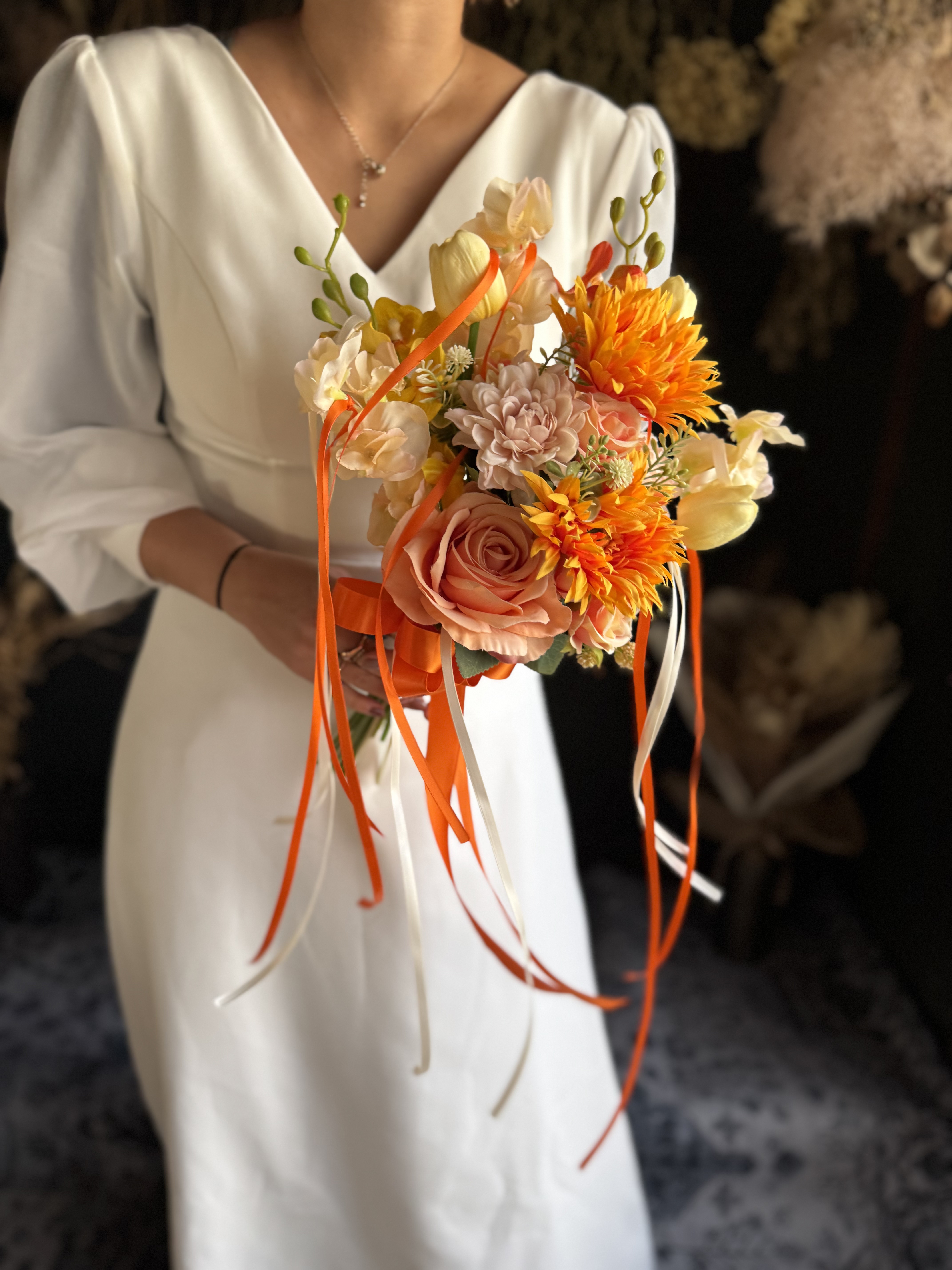 オレンジガーベラクラッチブーケ☆ブートニア オレンジガーベラクラッチブーケ☆ブートニア