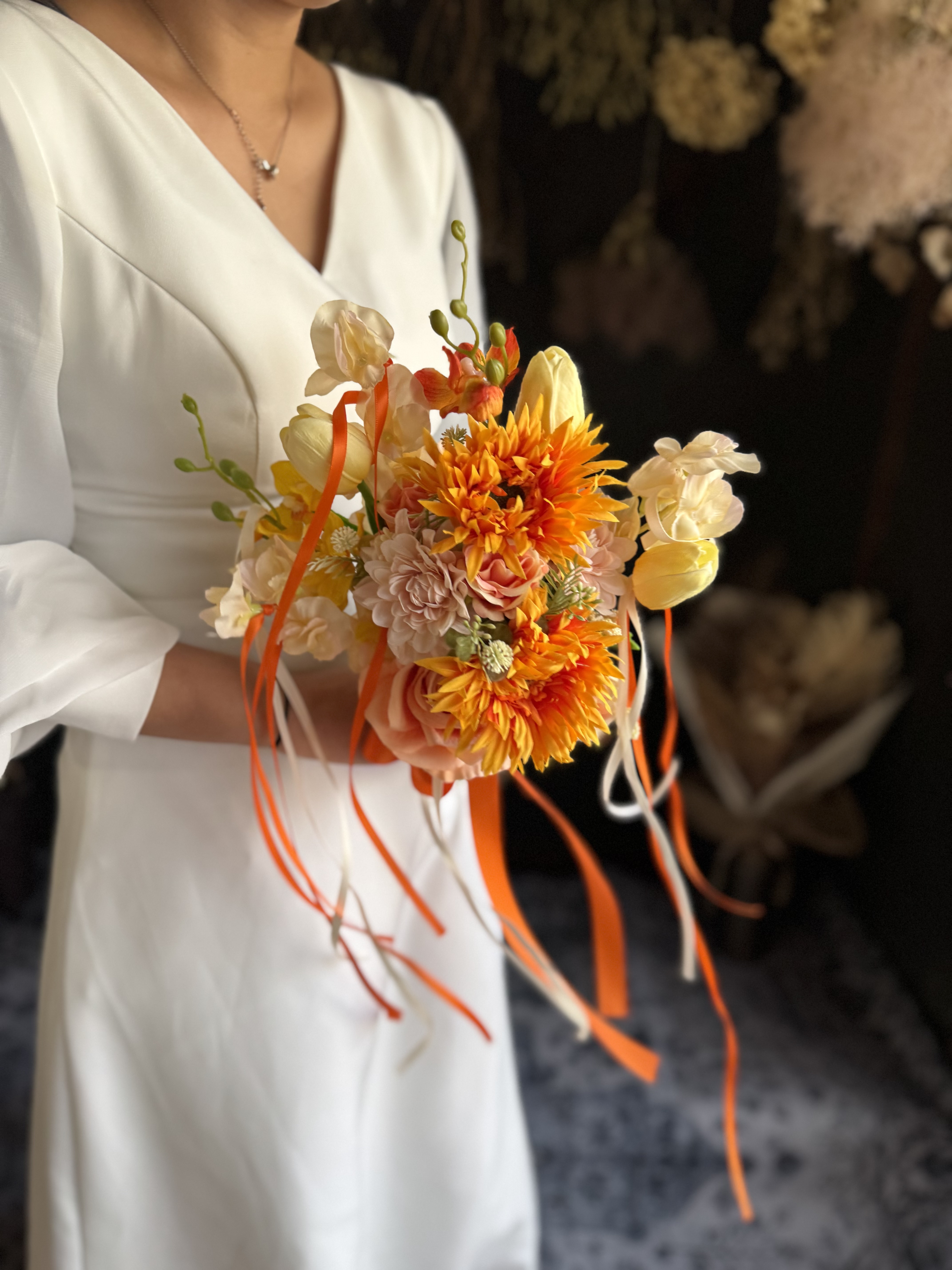 オレンジガーベラクラッチブーケ☆ブートニア オレンジガーベラクラッチブーケ☆ブートニア