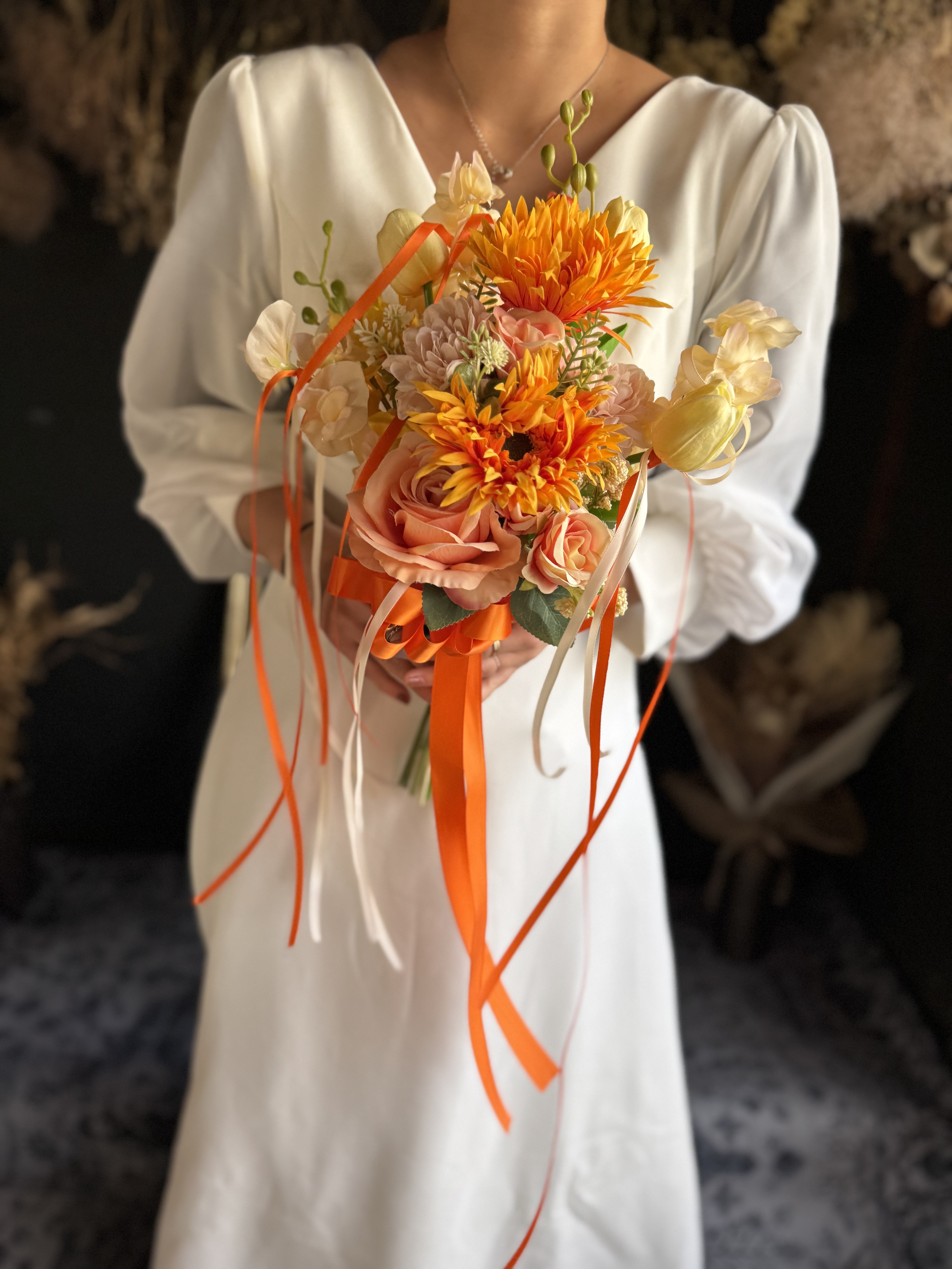 オレンジガーベラクラッチブーケ☆ブートニア