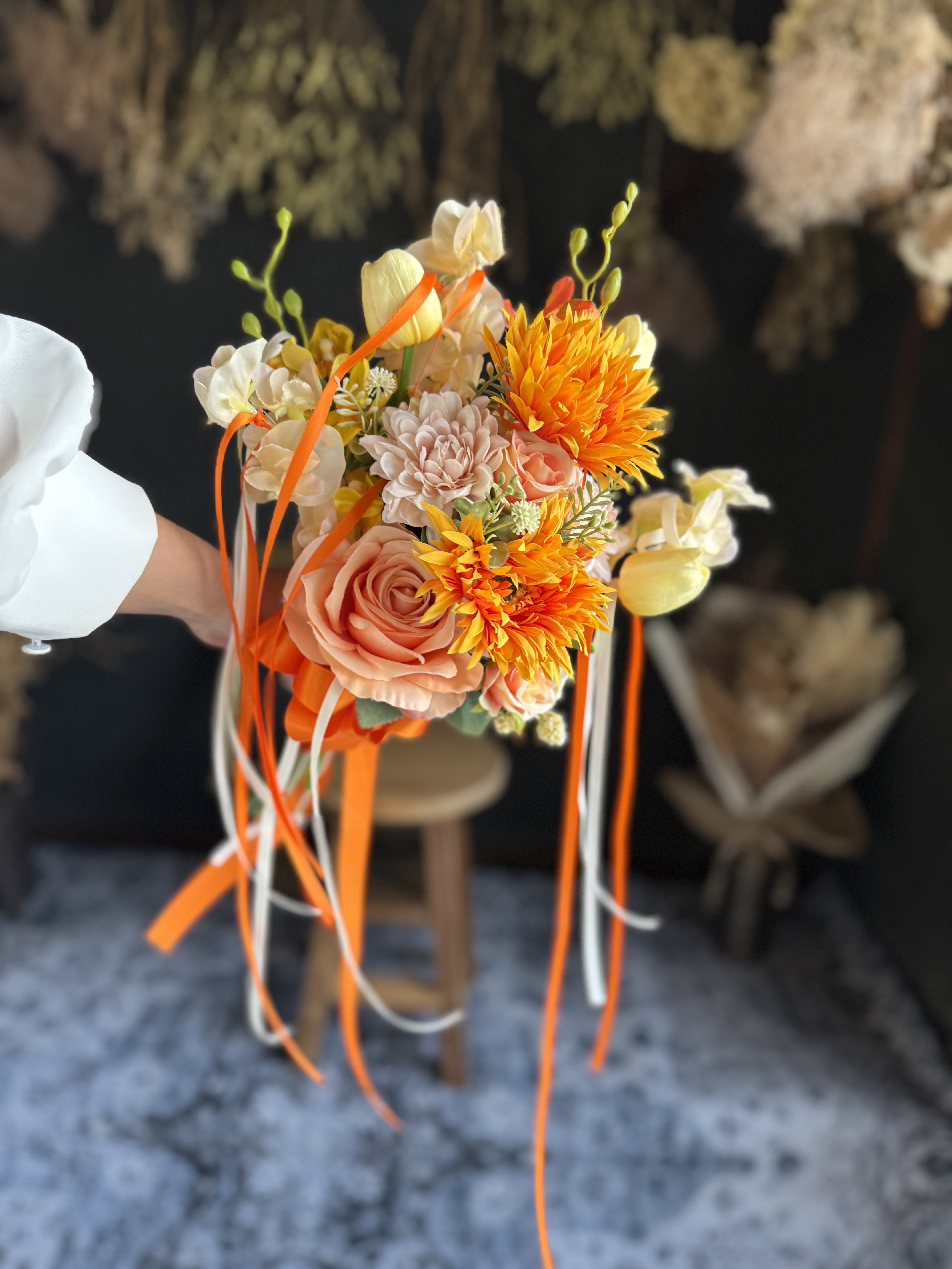 オレンジガーベラクラッチブーケ☆ブートニア オレンジガーベラクラッチブーケ☆ブートニア