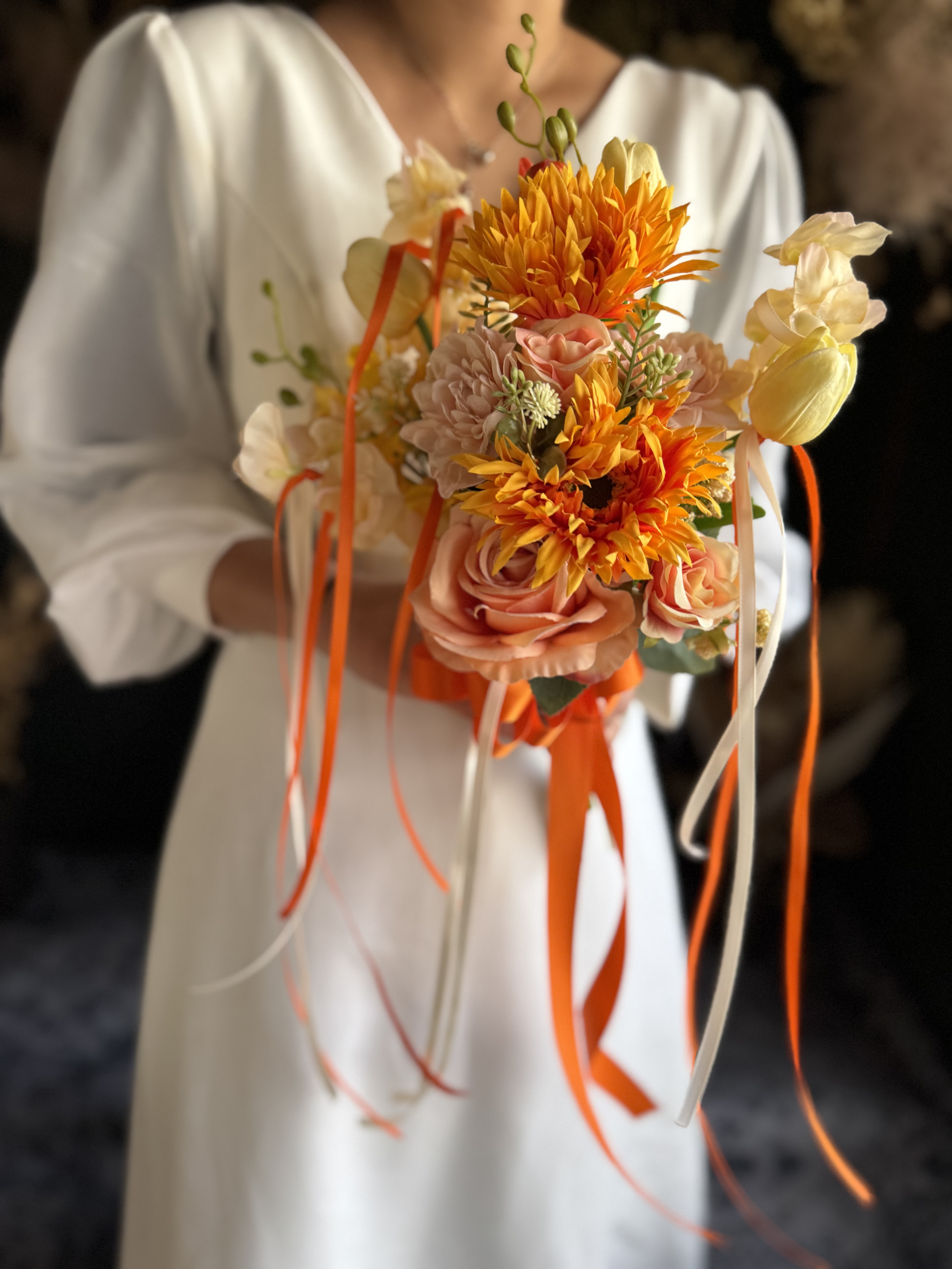 オレンジガーベラクラッチブーケ☆ブートニア オレンジガーベラクラッチブーケ☆ブートニア