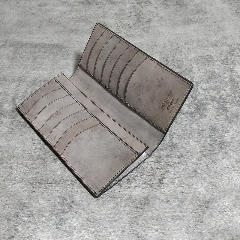 [名入可]札入れ、薄い財布　国産牛革ロロマ [セピア]