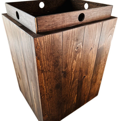 高級木製ダストボックス[MI-MI-MOKO] 蓋つきゴミ箱 45リットル インダストリアル アンティーク調 おしゃれ 6枚目の画像