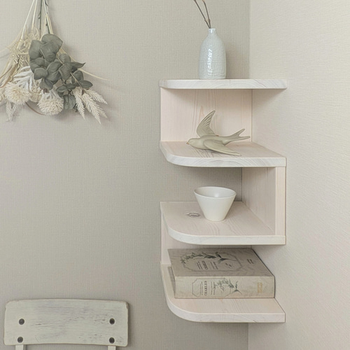 スッキリ！コーナーシェルフ3F 壁美人 壁掛け トイレ収納 トイレ棚