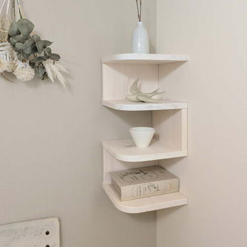 スッキリ！コーナーシェルフ3F 壁美人 壁掛け トイレ収納 トイレ棚