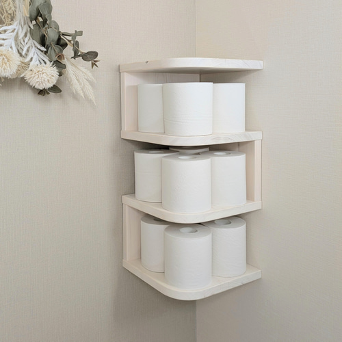 スッキリ！コーナーシェルフ3F 壁美人 壁掛け トイレ収納 トイレ棚