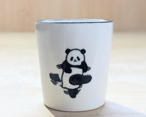 パンダぐい呑み(回し蹴り&アッパー) おちょこ・ぐい呑み・徳利 丸山陶