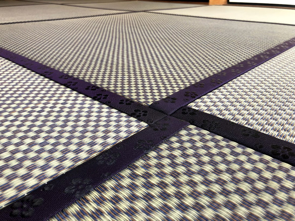 オリジナル畳縁「たたみへり」　梅の花・濃紫色　4m 6枚目の画像