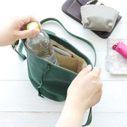 【受注製作】本牛革 斜め掛けショルダーバッグ レザーポシェット hana （オリーブ）送料無料 15枚目の画像