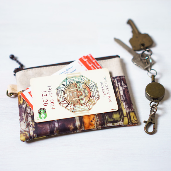 カードポーチ Ian Rhodes （イアン・ローズ）オレンジブラウン　リバティラミネート生地 4枚目の画像