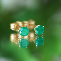 14KGF Pierced earrings with green onyx. 第5張的照片