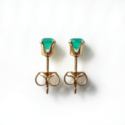 14KGF Pierced earrings with green onyx. 第8張的照片
