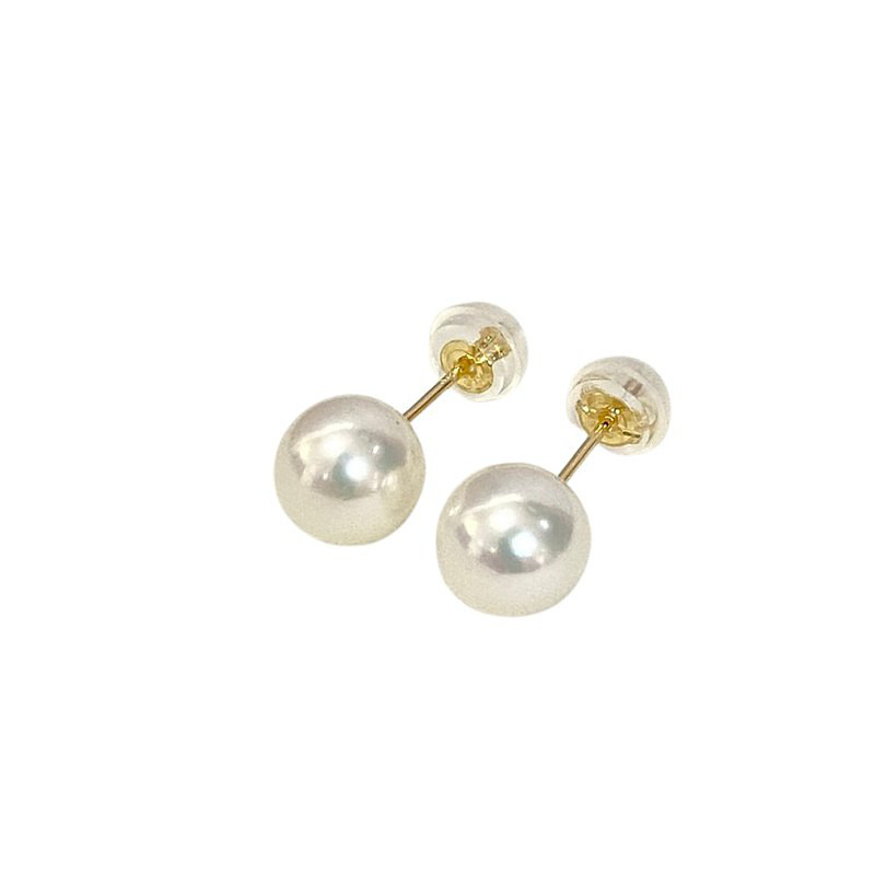 【無調色】一粒パールピアス あこや真珠 7-7.5/7.5-8/8-8.5/8.5-9ミリ PT/K18YG 国産