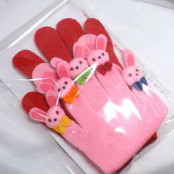 ウサギの親子（ピンク）手遊びセット（手袋シアター） 7枚目の画像