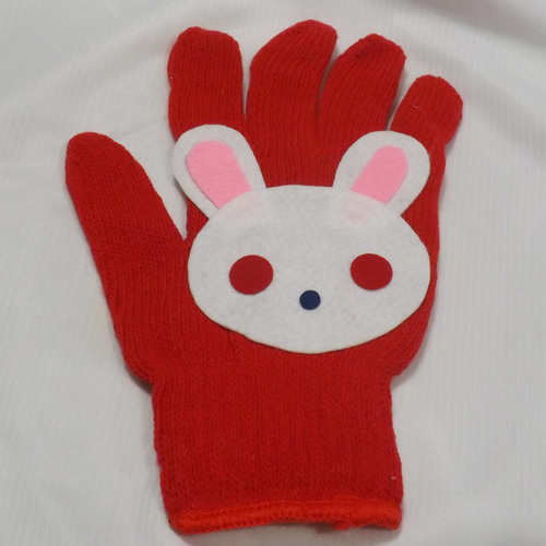 ウサギの親子（白）手遊びセット（手袋シアター） おもちゃ・人形 知育