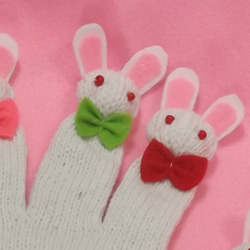 ウサギの親子（白）手遊びセット（手袋シアター） おもちゃ・人形 知育