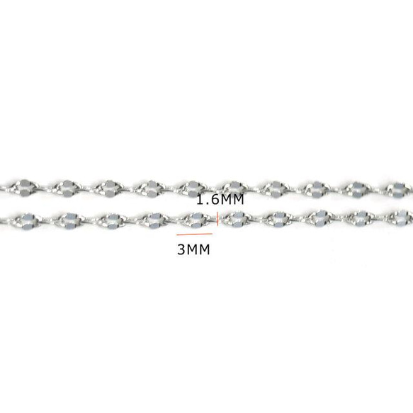 【まとめ割引対象商品】【5M】繊細な3*1.6mmニッケルフリーシルバー真鍮チェーン NF / UCG24 3枚目の画像