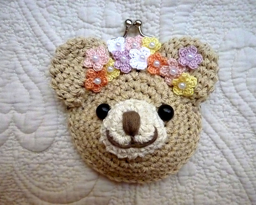 ちゃん　ハンドメイド　がま口親子長財布　くまさんのおかお　グレー 楽天市場】がま口財布 がま口 親子がま口 小銭入れ 財布