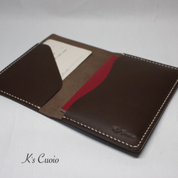 ヌメ革 手縫いのパスポートケース（ダークブラウン色）【送料無料】 7枚目の画像