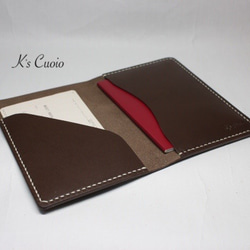 ヌメ革 手縫いのパスポートケース（ダークブラウン色）【送料無料】 6枚目の画像