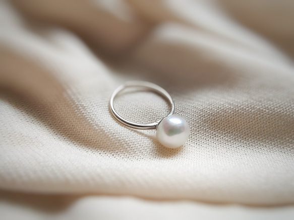 SV925 DIANA 三色 飽滿珍珠開口戒指 可調 白粉紫 客製化禮物 第2張的照片