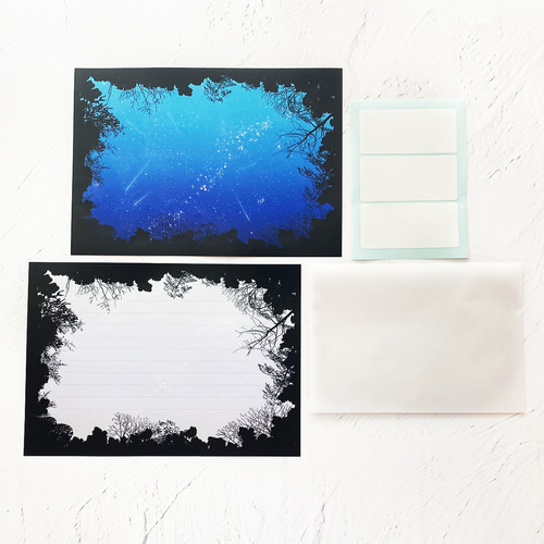 森の中から見上げた夜空 レターセット レターセット LALA CloveR. 通販